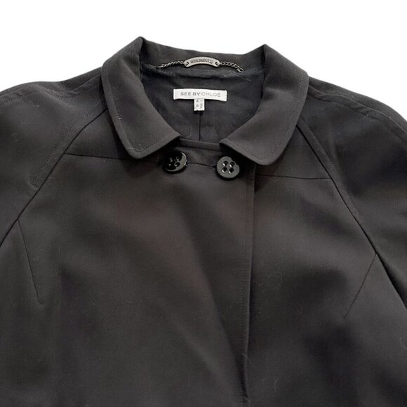 See by Chloe Black Cotton‎ Pea Coat/Jacket, Size US10/Italy 46 - Picture 10 of 16